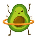 Avocado hula hoop exercise diet cartoon character illustration healthy fruit