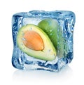 Avocado in ice cube Royalty Free Stock Photo