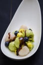 Avocado icecream with fruits