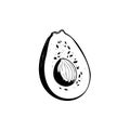 Avocado Icon hand draw black thanksgiving fruit colour logo symbol perfect