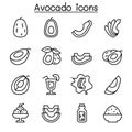 Avocado icon set in thin line style