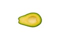 Avocado isolated on a white background. One half avocado without a kernel Royalty Free Stock Photo