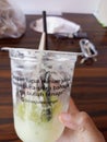 Avocado juice with whiped cream and note so funny