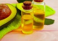 Avocado juicy oil freshness extract wooden vitamin health Royalty Free Stock Photo