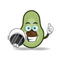 The Avocado mascot character becomes an astronaut. vector illustration