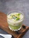 Avocado Milk Cheese Dessert is made from avocado, jelly, cheese, basil seeds, milk