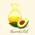 Avocado oil or fruit liquid in glassware bottle