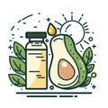 Avocado oil flat line icon, vector illustration on white background. Nutrition and healthy life style concept