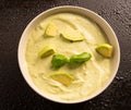 Avocado paste garnished with basil