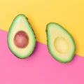 Avocado. Pastel colours. Minimal flat lay art. Vegan concept