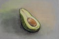 Avocado pastel pattern. Sketch on textured paper. Illustration Hand Drawing