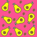 Avocado pattern illustration vector summer fruit natural vegan fruit Royalty Free Stock Photo