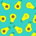 Avocado pattern illustration vector summer fruit natural vegan fruit Royalty Free Stock Photo
