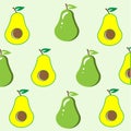 Avocado pattern illustration vector summer fruit natural vegan fruit Royalty Free Stock Photo