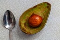 avocado peel. ripe avocado, eaten with a spoon