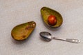 avocado peel. ripe avocado, eaten with a spoon