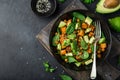 Avocado, quinoa, roasted sweet potato, spinach and chickpeas sa Royalty Free Stock Photo