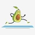 Avocado running or jogging on treadmill cartoon