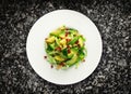 Avocado Salad, Green Salat with Avocado Slices, Cucumber, Broccoli, Pomegranate Top View