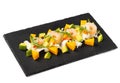 avocado salad mango shrimp on a white plate for menu1 Royalty Free Stock Photo