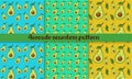 Avocado seamless pattern in a bright, cartoonish style.