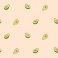 Avocado seamless pattern for print, fabric and organic, vegan, raw products packaging.