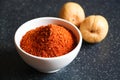 Avocado seeds and seed powder in a cup isolated