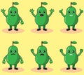 Illustration vector graphic cartoon character of cute red Avocado set.