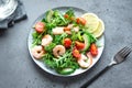 Avocado Shrimp Salad with Arugula and Tomatoes Royalty Free Stock Photo