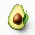 Avocado Half With Green Leaf: A Fusion Of Nature And Artistry