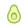 Avocado slice with no seed simple vector icon illustration design