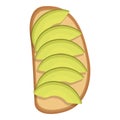 Avocado slice toast icon cartoon vector. Bread food