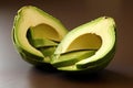 avocado sliced open, pit visible