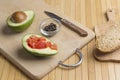 Avocado source of vegetable protein fat, proteins carbohydrates Royalty Free Stock Photo