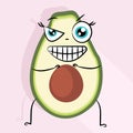 Avocado sticker, character with funny face