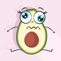 Avocado sticker, character with funny face