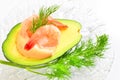 Avocado stuffed with prawns