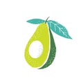 Avocado stylized illustration cartoon vector. Food icon. Royalty Free Stock Photo