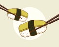 Avocado sushi cartoon illustration