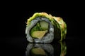 Avocado Sushi, Green Kappamaki Rolls, Traditional Japanese Susi, Abstract Generative AI Illustration