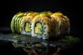 Avocado Sushi, Green Kappamaki Rolls, Traditional Japanese Susi, Abstract Generative AI Illustration