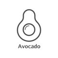 Avocado thin line vector icon. Isolated avocado fruit linear style for menu, label, logo. Simple vegetarian food sign