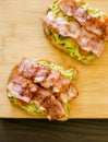 Avocado toast with cherries tomatoes and bacon Royalty Free Stock Photo