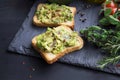 Avocado on toast with chili flakes