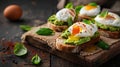 The Avocado Toast with Egg.AI generated image Royalty Free Stock Photo