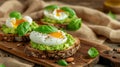 The avocado toast with egg. AI generated Royalty Free Stock Photo