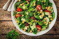 Avocado, tomato, chickpeas, spinach and cucumber salad Royalty Free Stock Photo