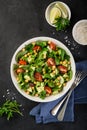 Avocado, tomato, chickpeas, spinach and cucumber salad Royalty Free Stock Photo