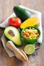 Avocado, tomato, mango salad Royalty Free Stock Photo