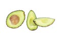 Avocado top vview isolated on white background Royalty Free Stock Photo